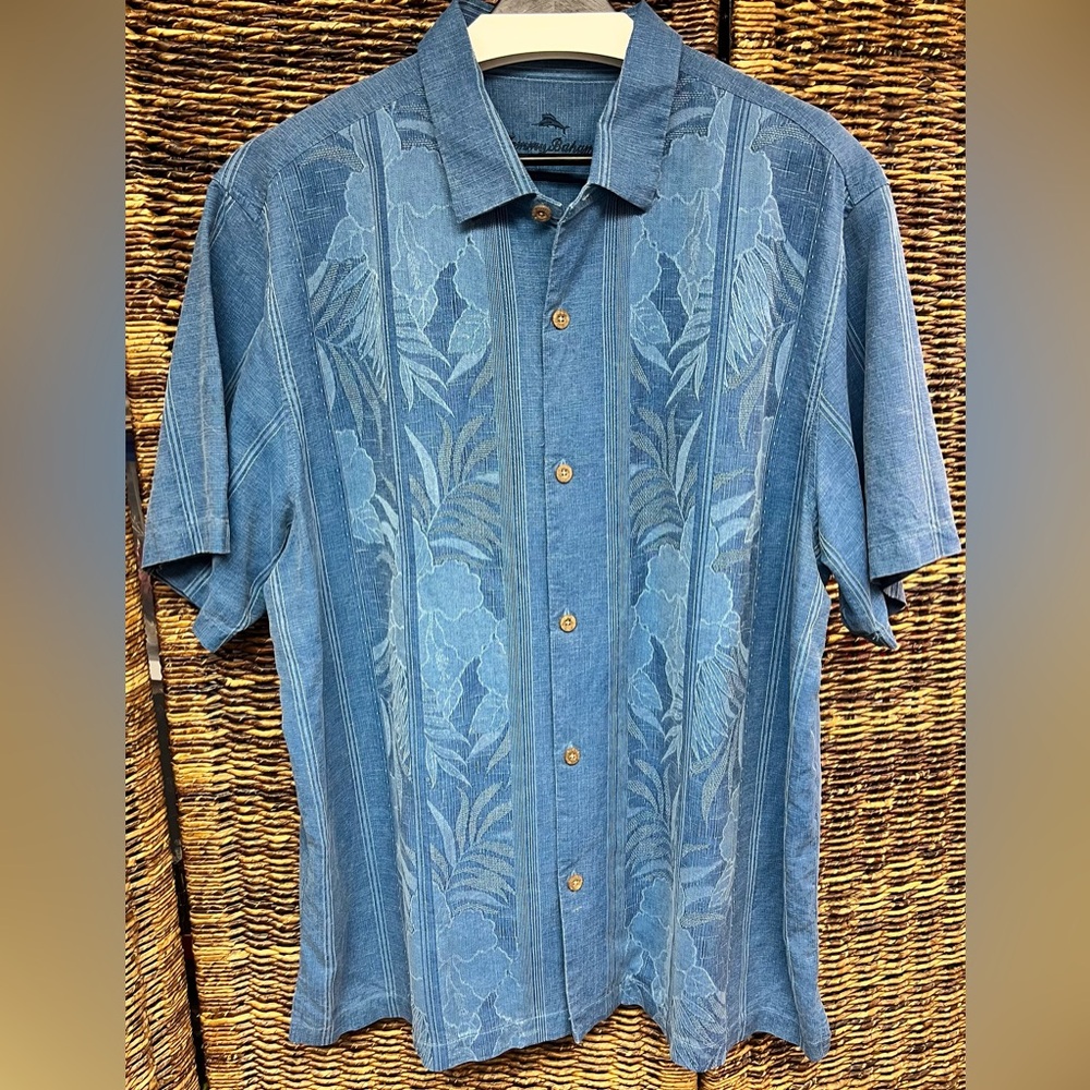 Tommy Bahama- Men's Short-Sleeve Embroidered Button-Down Shirt-Blue, XXLarge‎